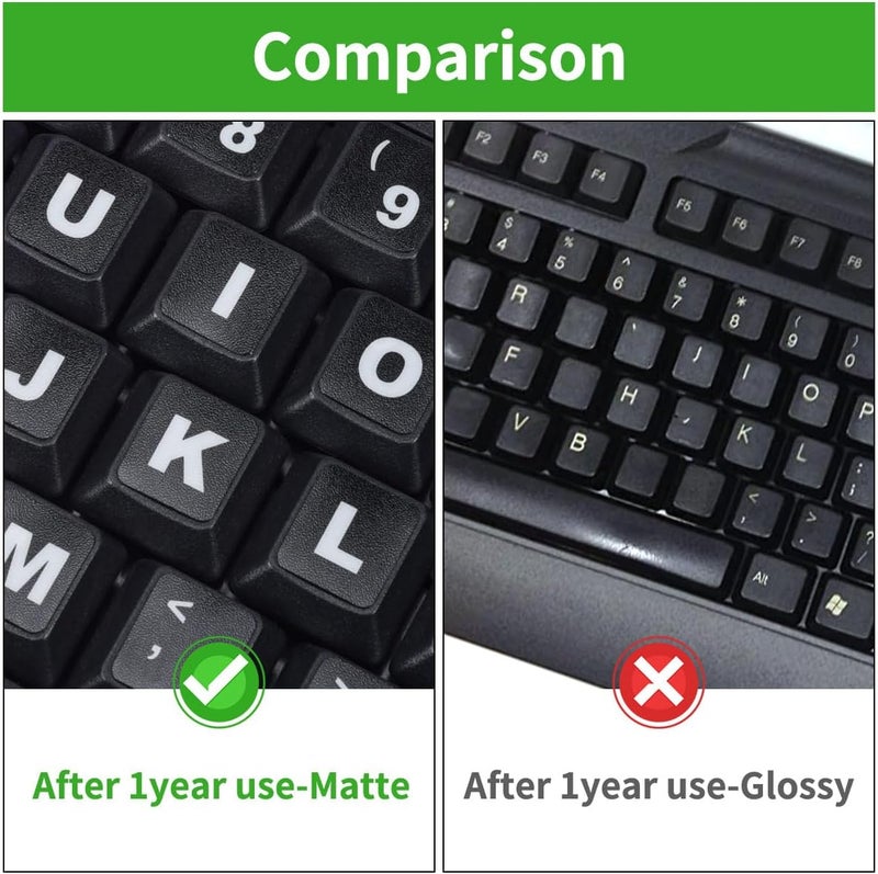 CaseBuy 2PCS English Keyboard Stickers Replacement Letters, Full Size Big Letter QWERTY Keyboard Sticker Universal for PC Computer Laptop Desktop, Matte Keyboard Alphabet Stickers - Image 5